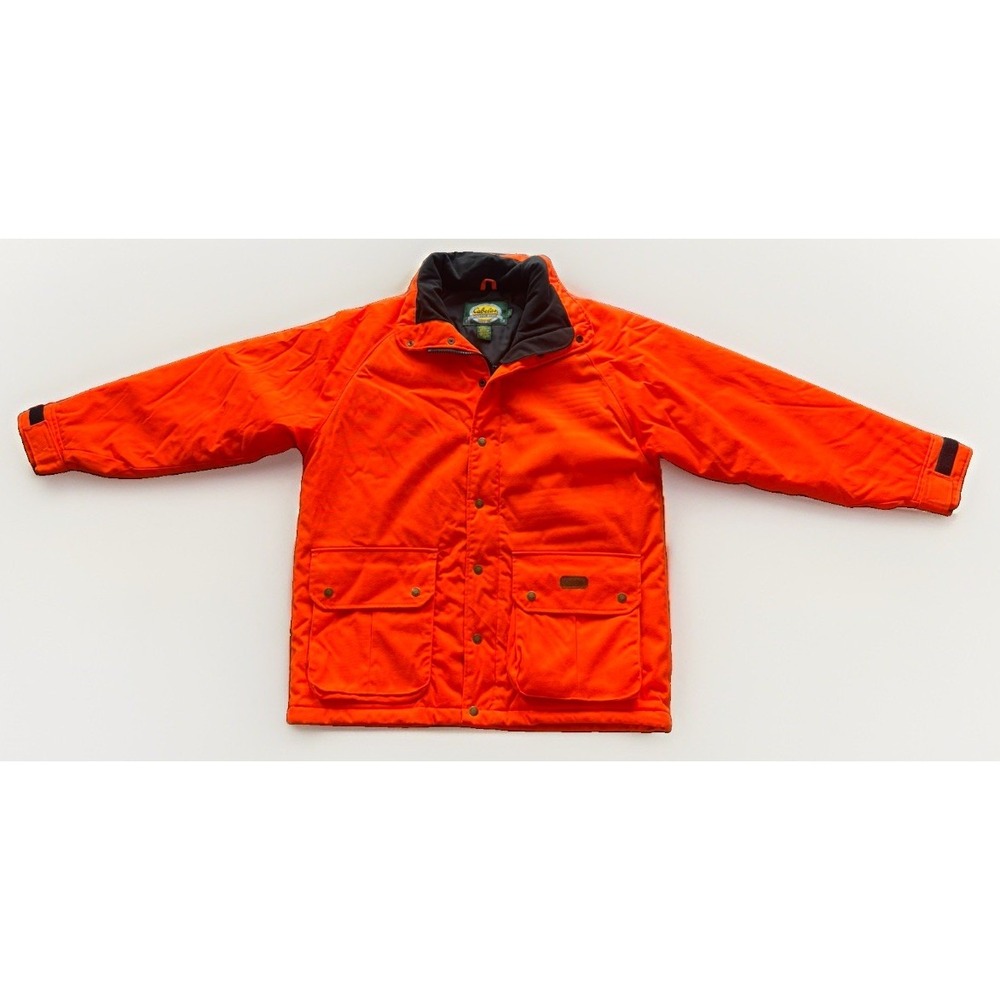 Cabelas Blaze Orange Hunting Jacket Men's Medium Pockets Full Zip Coat Insulated